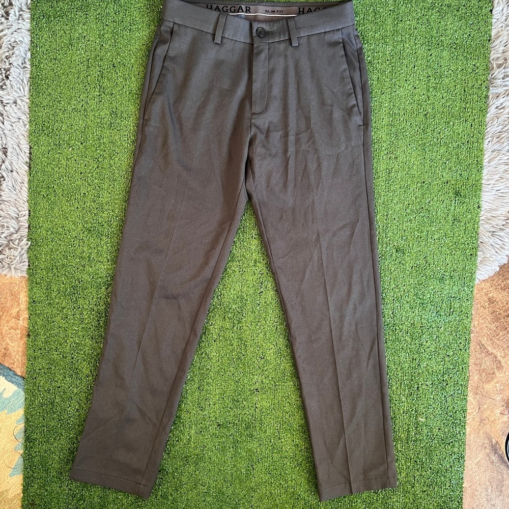 Haggar Cool 18 Pro Pants Men's Size 29x30 Grey Flat Front Dress Casual Office - Picture 2 of 7